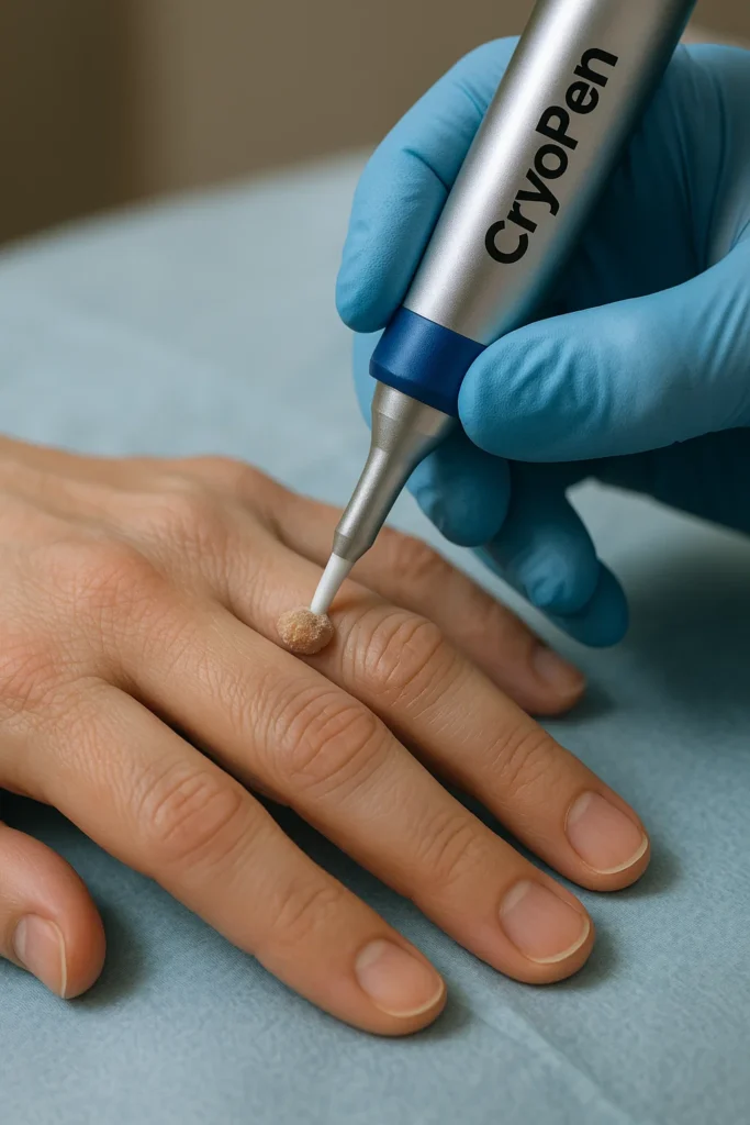 example of cryopen wart removal Melksham treatment on a persons finger