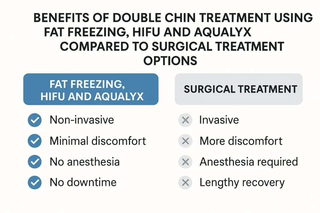 Graphic about the benefits of double chin treatment Melksham - from LA LIPO