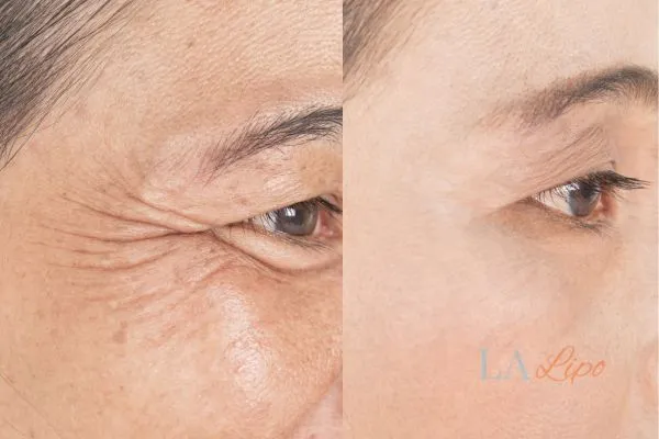 Before and after results of woman - HI-fu wrinkles reduction treatment Melksham