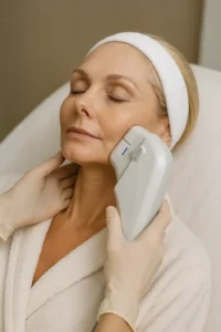 Woman receiving HIFU non surgical facelift treatment Melksham