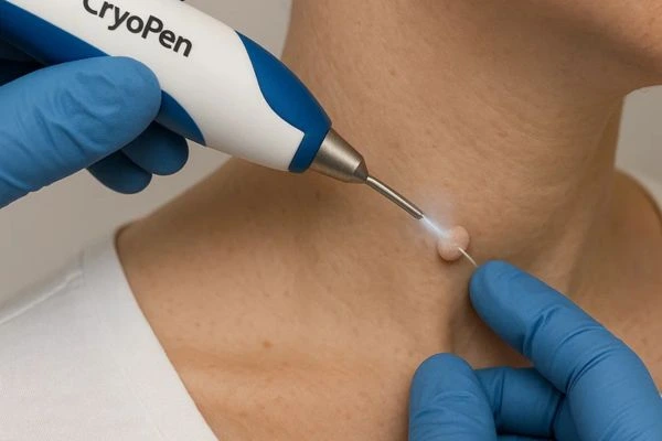 Person receiving Cryotherapy skin tag removal Melksham